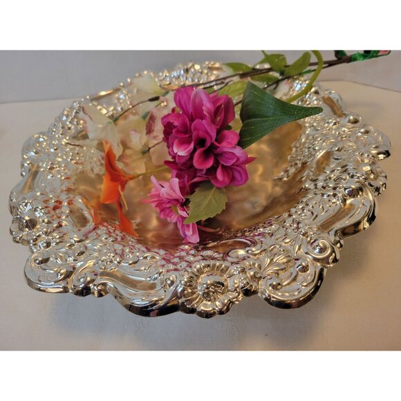 Vintage WMF Ikora Tarnish Resistant Silver Plated Bowl 12" Raised Floral Design - Picture 7 of 9